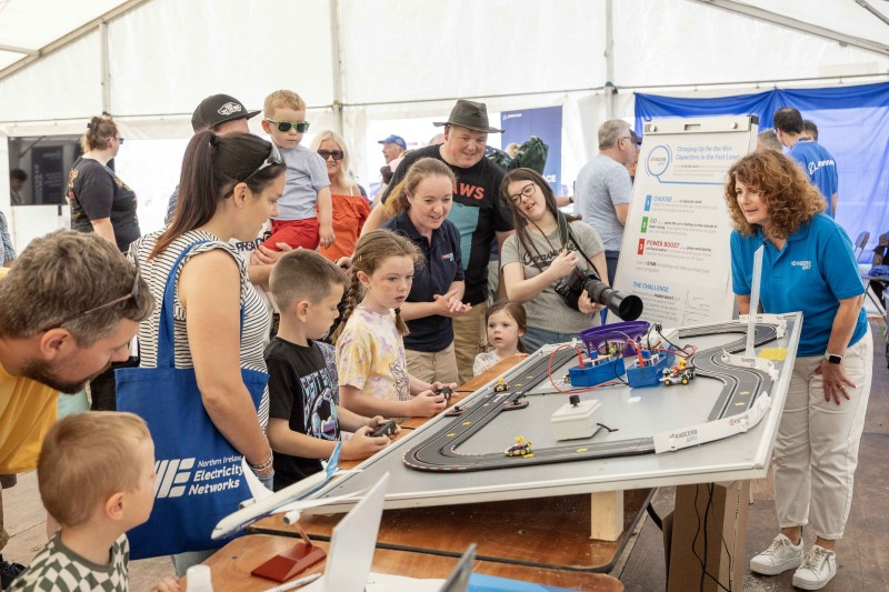 Children and families pictured at the STEM Village, part of this year’s NI International Airshow, the marquees showcased science, technology, engineering and mathematics and visitors could become involved in various activities.