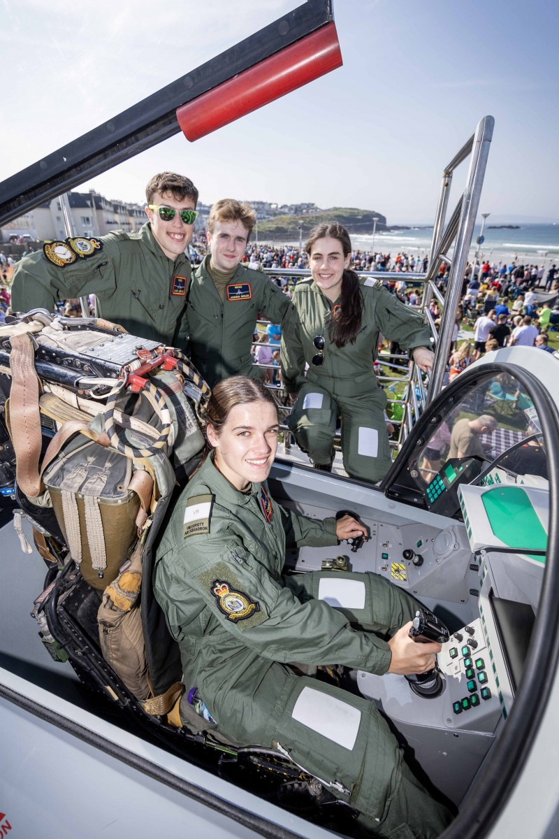 Members of the public had the opportunity to take a selfie in several planes at this year’s NI International Airshow, thanks to the Ulster Aviation Society. Pictured are some members of the University Air Squadron.