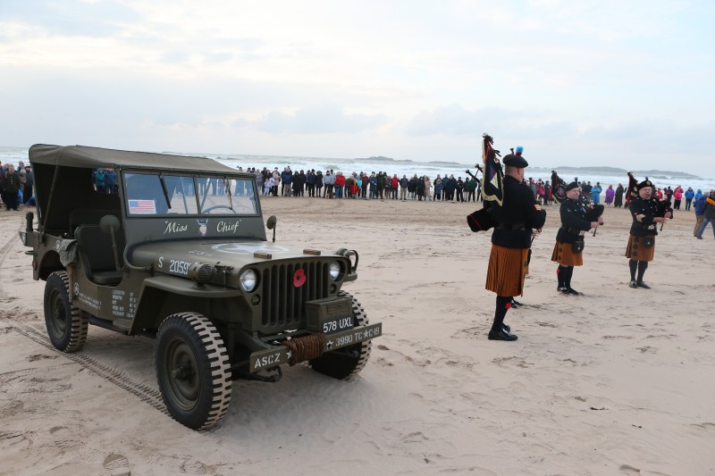 One of the military vehicles on display as the members of Pipes and Drums of 152 North Irish Regiment Royal Logistics Corps perform at East Strand, Portrush.