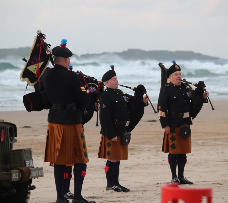 The Pipes and Drums of 152 North Irish Regiment Royal Logistics Corps pictured at East Strand, Portrush for the D-Day beacon lighting.