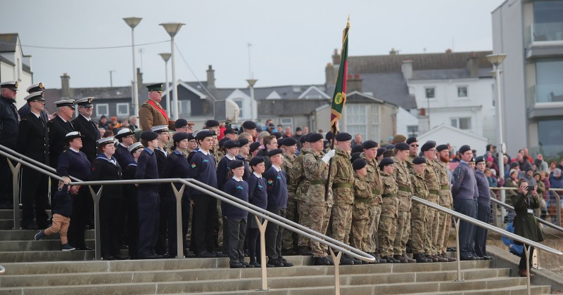 Military personnel and cadets pictured at East Strand, Portrush for the D-Day beacon lighting at East Strand, Portrush.
