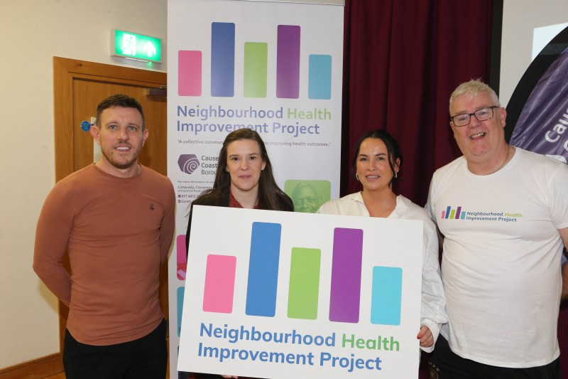 The Limavady Neighbourhood Health Improvement Program (NHIP) was relaunched this week in the Roe Valley Arts & Cultural Centre. Pictured are (l-r) Jonathan McFadden, Sports Development Manager CC&G, Stephanie Scott, Neighbourhood Renewal Coordinator, Patti Thornton, Western Trust NHIP Coordinator and Gareth Scott, Health Improvement Officer NHIP.