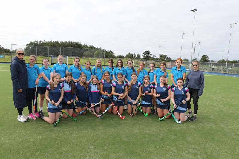 Members of Ballymoney High School Hockey team pictured at the official opening of the upgraded Riada Hockey Pitch.