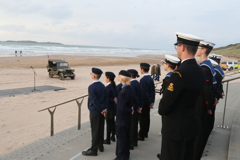Sea Cadets pictured at East Strand, Portrush for the D-Day beacon lighting to commemorate the 80th anniversary of D-Day.