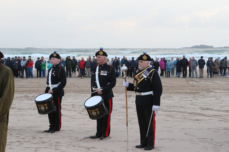 A performance from the Pipes and Drums of 152 North Irish Regiment Royal Logistics Corps pictured at East Strand, Portrush for the D-Day beacon lighting at East Strand, Portrush.