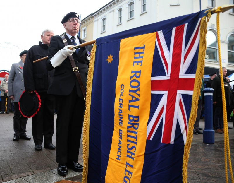 Pictured during the Armistice Day service in Coleraine on Saturday.