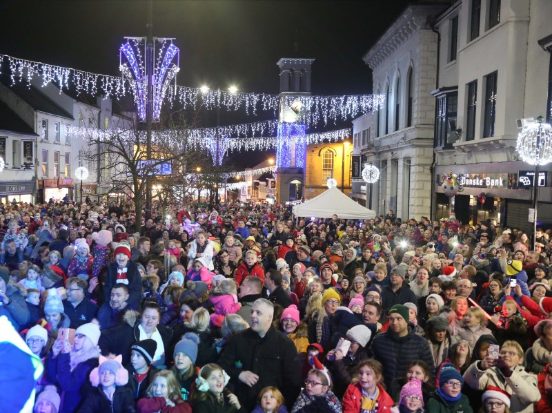 Crowds enjoying the festivities at the Christmas Light Switch On event in Ballymoney.