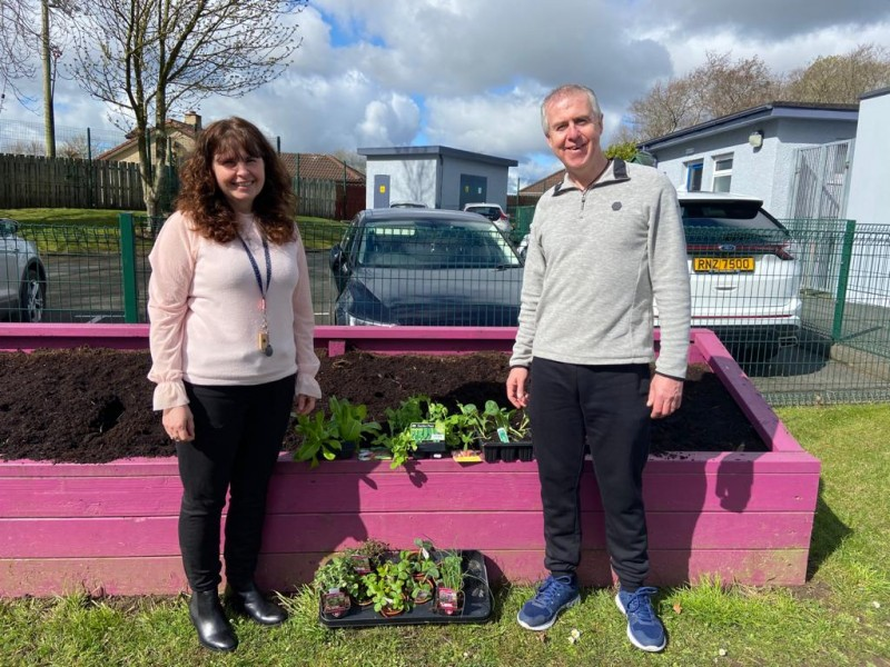 Margaret Brown, a teacher at St John's Primary School in Dernaflaw, pictured with John McCarron, Causeway Coast and Glens Borough Council Environmental Resources Officer.