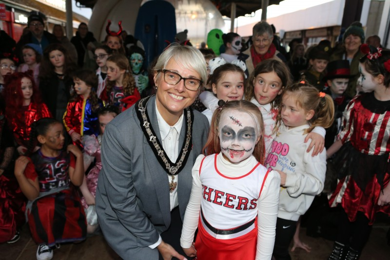 Deputy Mayor of Causeway Coast and Glens, Councillor Tanya Stirling, pictured with the winners of the fancy dress competition in Ballymoney.