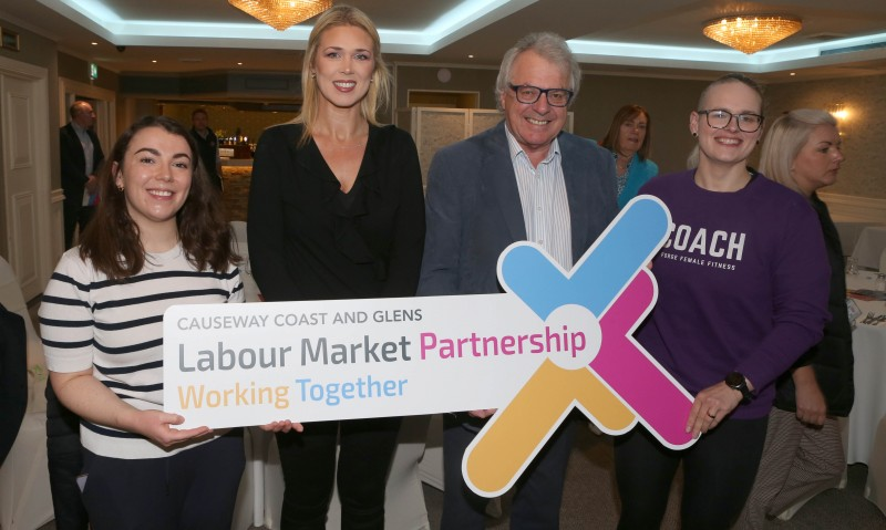 Chloe Stewart from the Labour Market Partnership, with Gillian Keyes from Signature Print, John Wilson from JWA, and Grace Smith from Forge Female Fitness LTD.