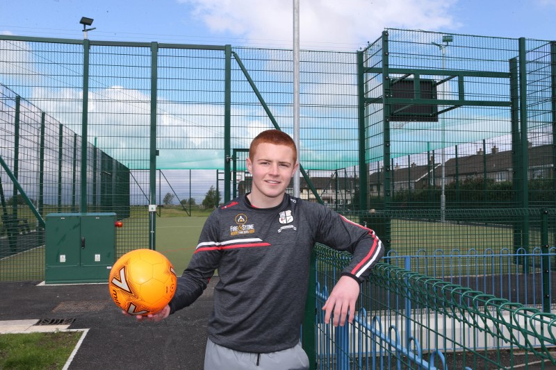 Ethan Devlin at the official opening of the new multi-use games area at Magilligan Community Centre.