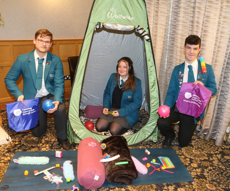 Pupils from North Coast Integrated College, who attended launch event of the new disability hate crime lesson plan, availing of the sensory area at the event.