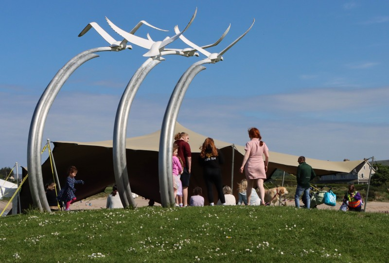 Ballycastle’s iconic seafront and the seabird sculpture pictured here, was one of the backdrops for this year’s Rathlin Sound Festival.