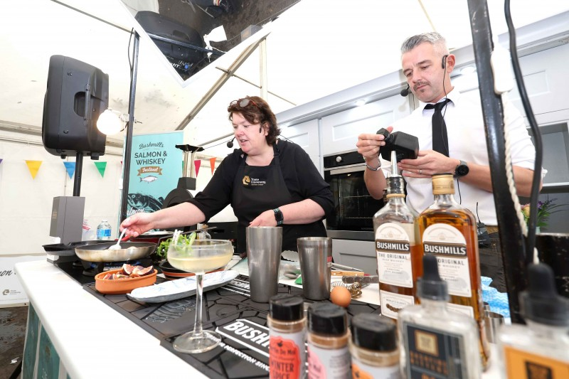 Celebrity chef Paula McIntyre showcased how to incorporate whiskey into recipes at the 2024 Salmon and Whiskey Festival.