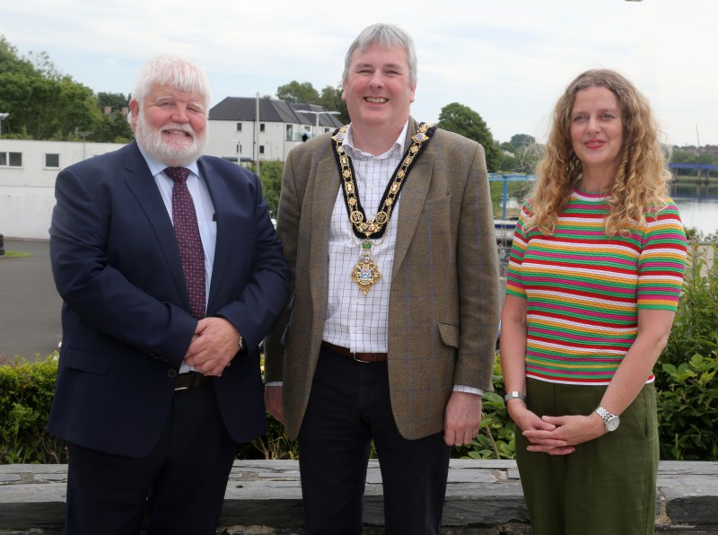 Sean McCarry from the Community Rescue Service pictured with the Mayor of Causeway Coast and Glens Borough Council Councillor Richard Holmes and Community Development Officer Catherine Farrimond.