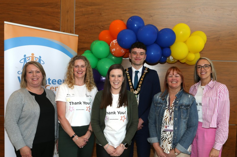 Mayor of Causeway Coast & Glens Borough Council, Councillor Ciarán McQuillan pictured alongside Council staff and volunteers at a recent Mayoral reception in Cloonavin.