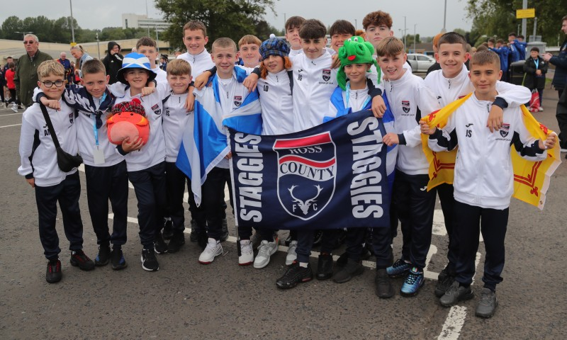 he Ross County team from Scotland pictured in The Mall car park ahead of the SuperCupNI Welcoming Parade and Opening Ceremony.