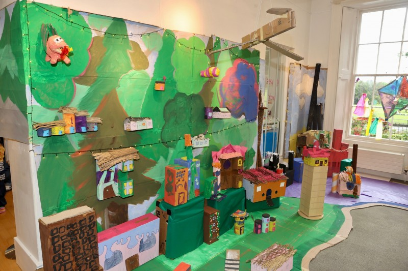 The “Cardboard Coast Town” exhibition on display in Flowerfield Arts Centre, which was created entirely by the hands and minds of local children.