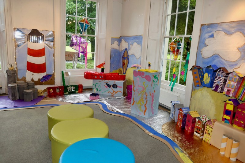 The “Cardboard Coast Town” exhibition on display in Flowerfield Arts Centre, which was created entirely by the hands and minds of local children.
