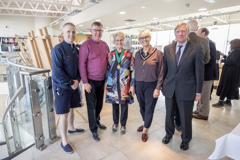 Alderman John McAuley, Councillor Mervyn Storey, High Sheriff of County Antrim, Patricia Perry, Deputy Mayor of Causeway Coast and Glens, Councillor Tanya Stirling and Andrew Frazer Deputy Lord Lieutenant, County Antrim.