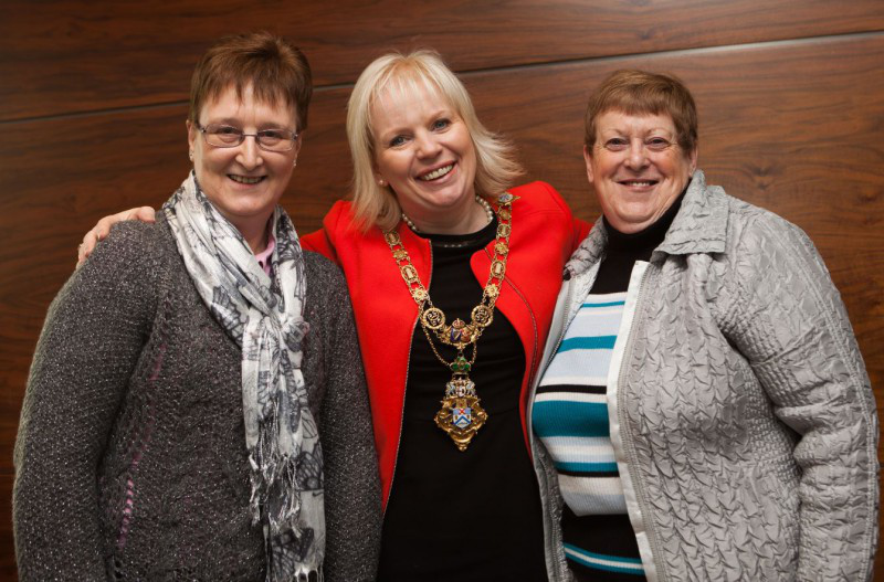 Pictured with Mayor of Causeway Coast and Glens Borough Council, Councillor Michelle Knight-McQuillan is Roberta Campbell and Betty Gilkonson, Crafts with Love.