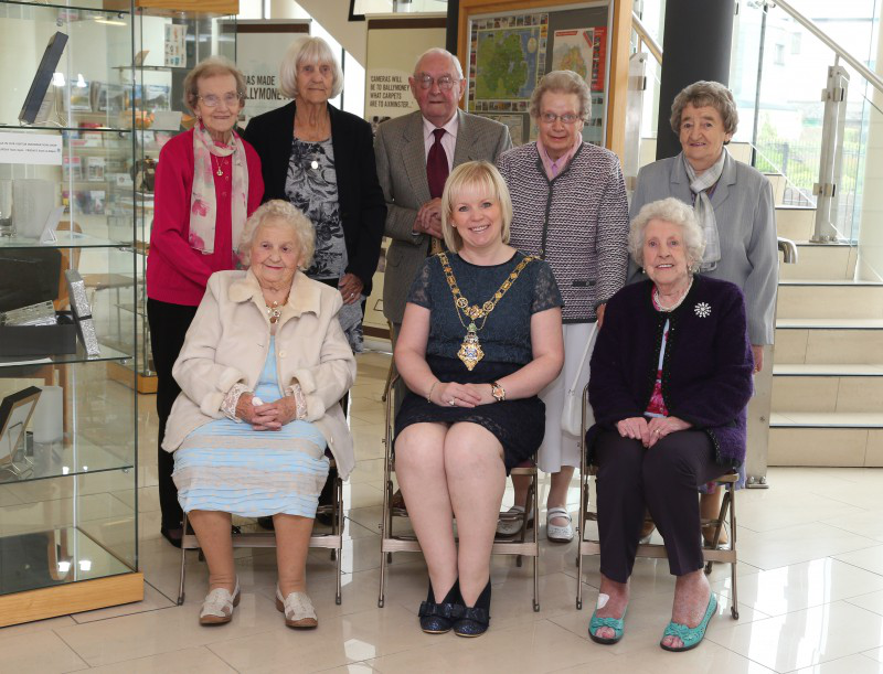 Mayor of Causeway Coast and Glens, Councillor Michelle Knight-McQuillan with the guests of the Ballymoney Tea Party.