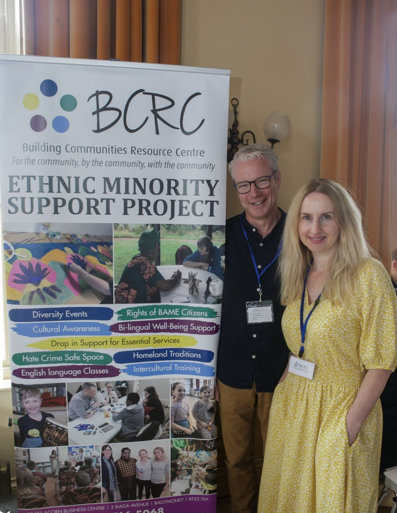 Gosia O’Hagan & Fergal Quinn from Building Communities Resource Centre who attended the Information event at Portrush Town Hall.