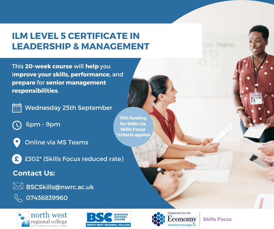 NWRC delivering Leadership & Management Level 5 course for Businesses