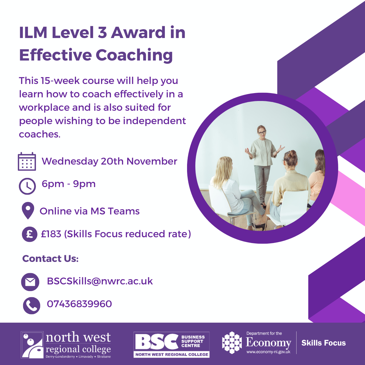 NWRC delivering ILM Level 3 Effective Coaching course for Businesses