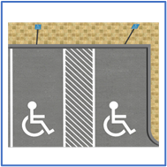 A screen shot of a parking lot showing 2 accessible parking spaces