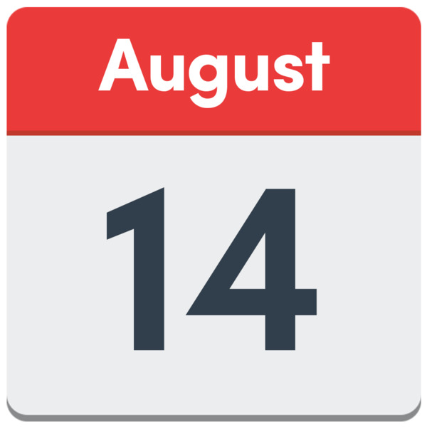 A Calendar showing 14th August