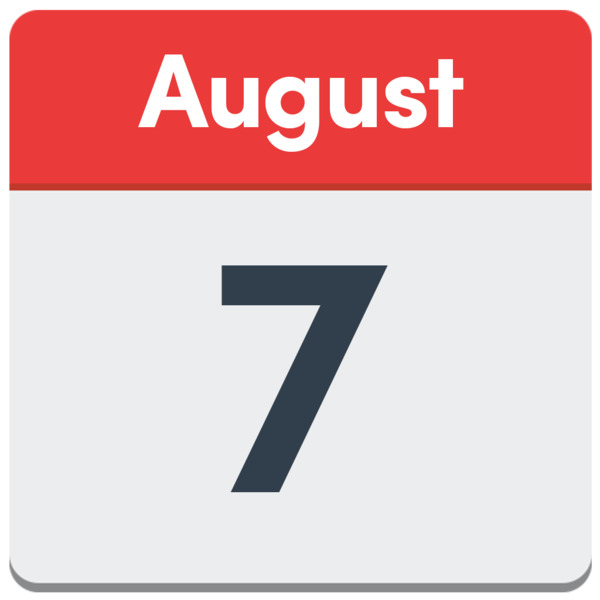 A calendar showing 7th August