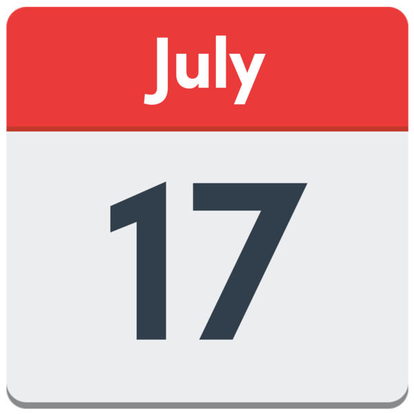 A calendar showing 17th July