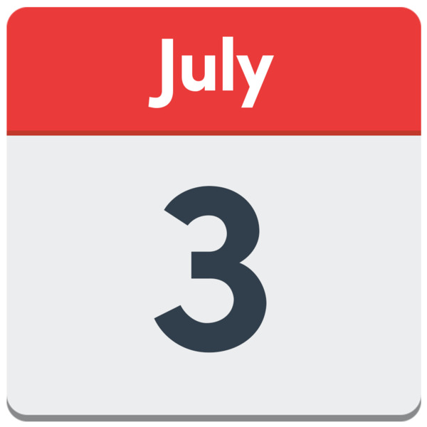 A calendar showing the 3rd July