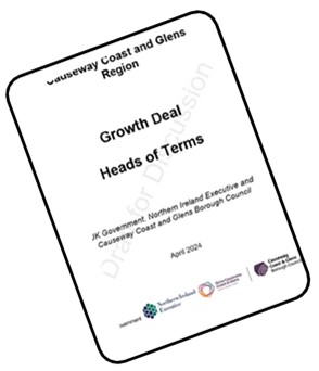 the outline of a page with writing inside it which says Growth deal heads of terms with logos of the organisations who will work together