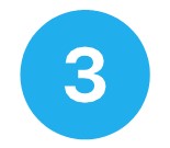 a solid blue circle with a white number 3 in the middle