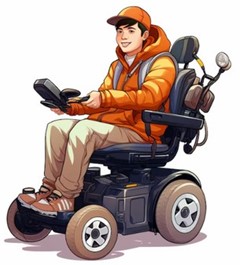 a young person using an electric wheelchair