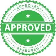 a circle stamp which says approved