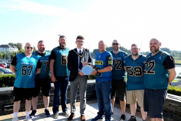 Causeway Giants American Football team meet with Mayor of Causeway Coast and Glens